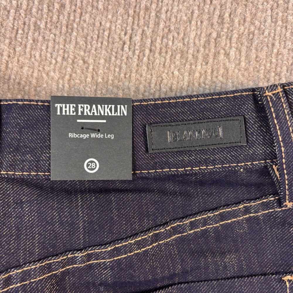 BlankNYC The Franklin Ribcage Wide Leg Gold Shimmer‎ Jeans 28 NWT Dark Wash - Picture 3 of 10